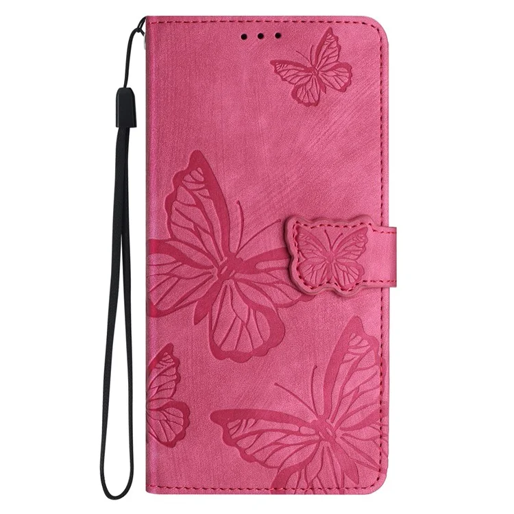 For Samsung Galaxy A05s 4G Protective Phone Case Imprinted Butterfly Stand Cover - Rose