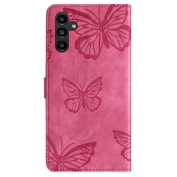 For Samsung Galaxy A05s 4G Protective Phone Case Imprinted Butterfly Stand Cover - Rose