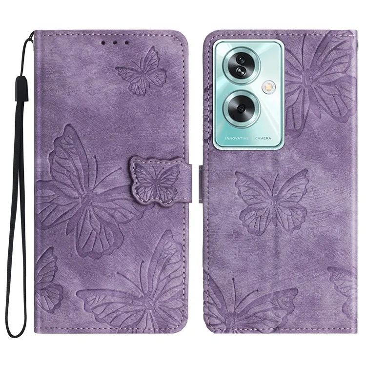 For Oppo A79 5G / A2 5G Folio Cover Imprinted Butterfly PU Leather Wallet Phone Case - Purple