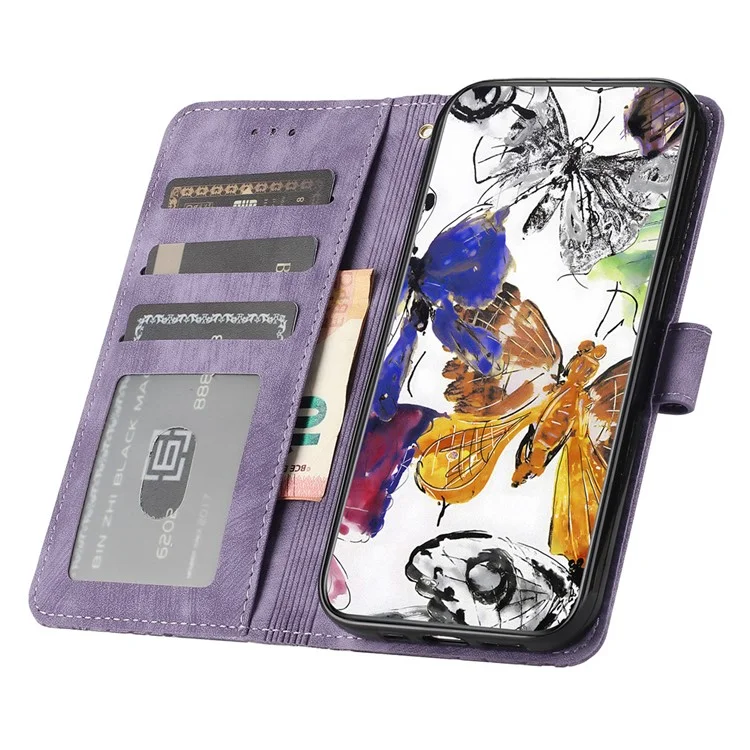 For Oppo A79 5G / A2 5G Folio Cover Imprinted Butterfly PU Leather Wallet Phone Case - Purple