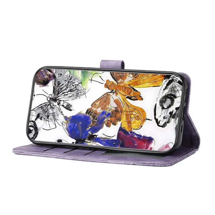 For Oppo A79 5G / A2 5G Folio Cover Imprinted Butterfly PU Leather Wallet Phone Case - Purple