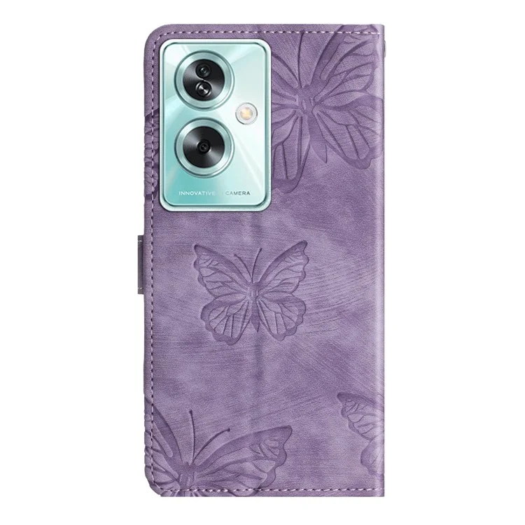 For Oppo A79 5G / A2 5G Folio Cover Imprinted Butterfly PU Leather Wallet Phone Case - Purple
