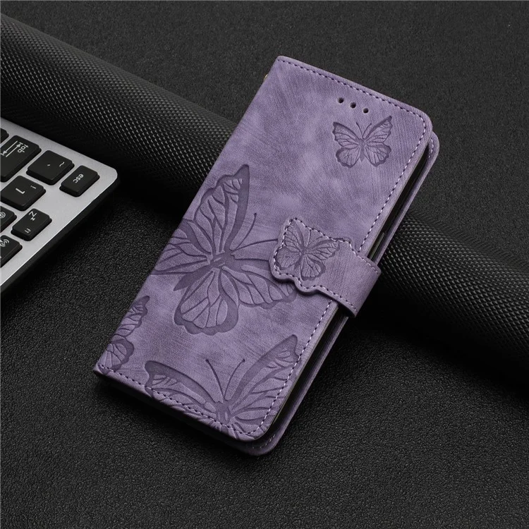 For Oppo A79 5G / A2 5G Folio Cover Imprinted Butterfly PU Leather Wallet Phone Case - Purple