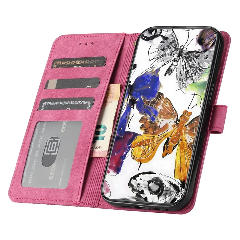 Für Xiaomi Redmi 13C 4G / 13C 5G / 13R 5G / Poco C65 4G / Poco M6 5G Hülle Schmetterling bedruckt, Soft-Touch-Handyhülle - Rose