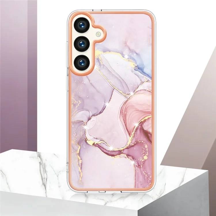 YB IMD Series-2 Per Samsung Galaxy S24+ Custodia per Telefono in TPU con Motivo Marmorizzato Antiurto - Rose Gold 005