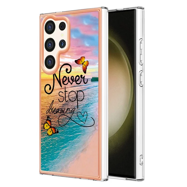 Série YB IMD-1 pour étui de Samsung Galaxy S24 Ultra Flexible TPU Plating Phone Cover - Never Stop Dreaming