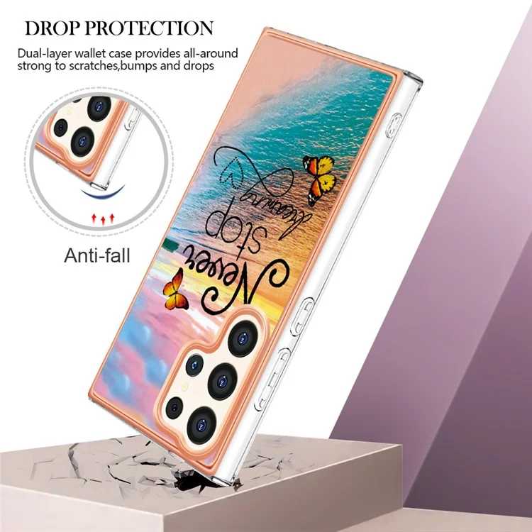 Série YB IMD-1 pour étui de Samsung Galaxy S24 Ultra Flexible TPU Plating Phone Cover - Never Stop Dreaming