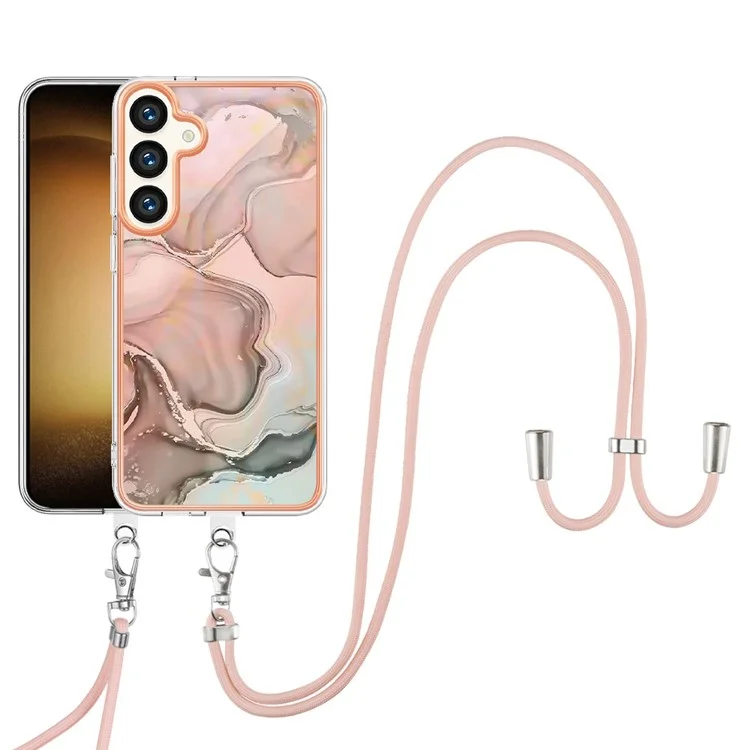 YB IMD Series-18 Style E for Samsung Galaxy S24 Crossbody Case 2.0mm TPU Electroplating Phone Cover - Pink