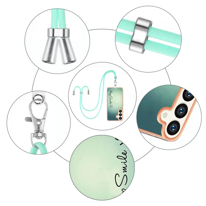 YB IMD Series-21 Style-D for Samsung Galaxy S24+ Phone Case 2.0mm TPU Pattern Cover with Lanyard - Keep Smile