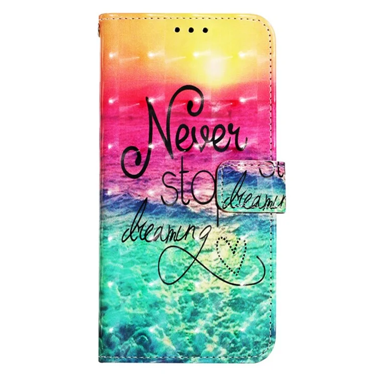 For Samsung Galaxy S24+ Leather Case 3D Pattern Printing Wallet Stand Mobile Cover with Strap - Never Stop Dreaming