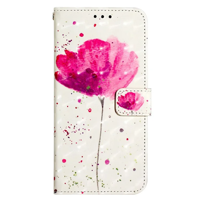 For Samsung Galaxy S24 Ultra Leather Case 3D Pattern Printing Wallet Stand Mobile Cover with Strap - Flower