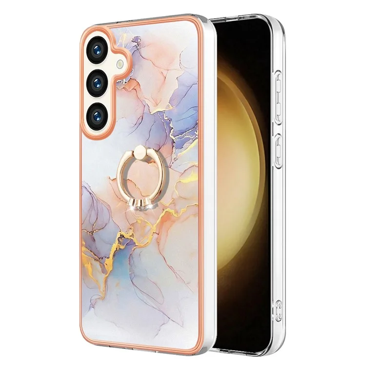 YB IMD Series-6 Per Samsung Galaxy S24 Custodia Telefonica con Placca Supporto TPU - Milky Way Marble White