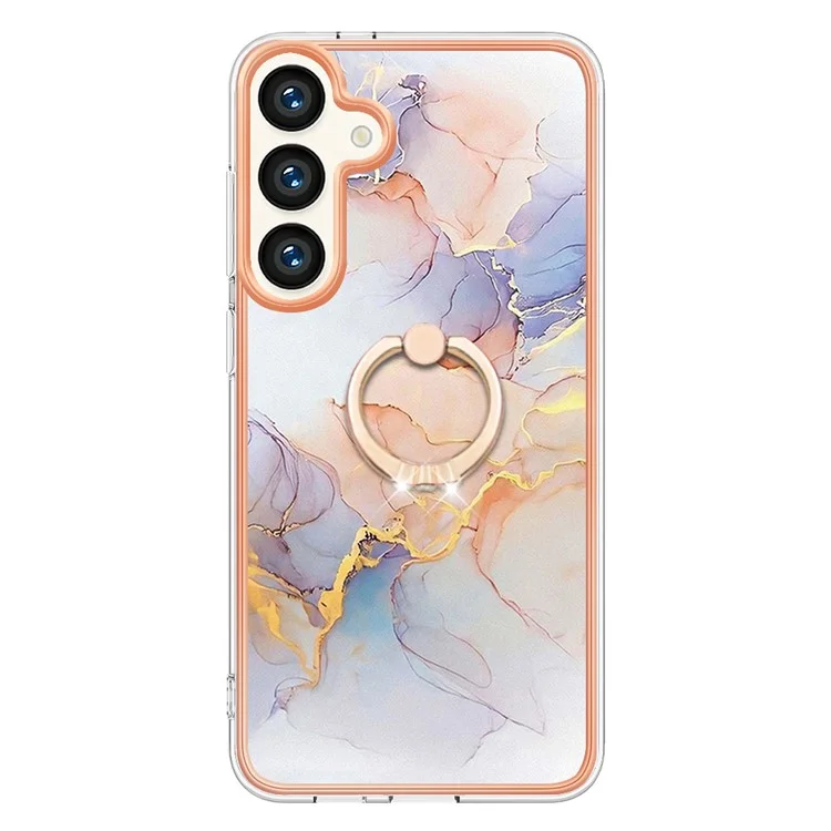 YB IMD Series-6 Per Samsung Galaxy S24 Custodia Telefonica con Placca Supporto TPU - Milky Way Marble White