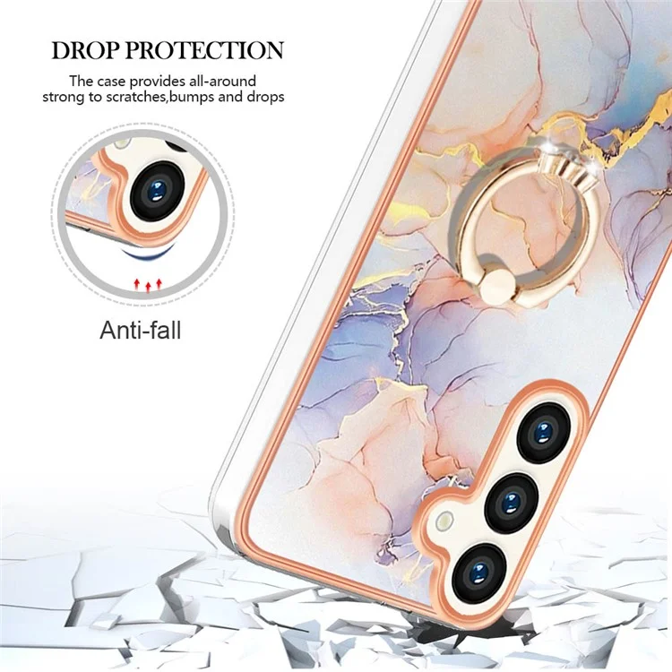 YB IMD Series-6 Per Samsung Galaxy S24 Custodia Telefonica con Placca Supporto TPU - Milky Way Marble White