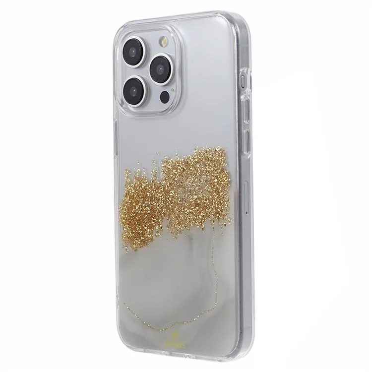 Étui pour iPhone 15 Pro de la série Starlight Shining de DFANS, en PC+TPU avec paillettes, antichoc et protecteur - Blanc