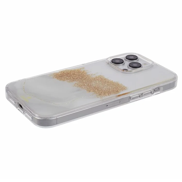 Étui pour iPhone 15 Pro de la série Starlight Shining de DFANS, en PC+TPU avec paillettes, antichoc et protecteur - Blanc