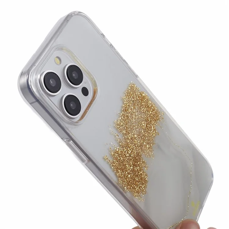 Étui pour iPhone 15 Pro de la série Starlight Shining de DFANS, en PC+TPU avec paillettes, antichoc et protecteur - Blanc