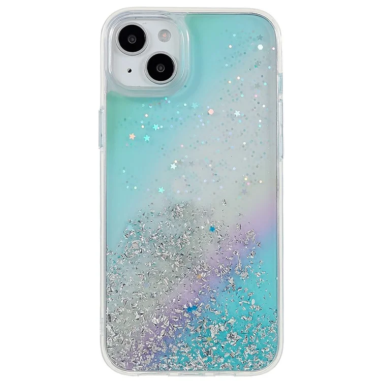 Funda para iPhone 15 de la serie DFANS Starlight Shining, con cubierta de teléfono de estilo brillante de PC+TPU - Azul