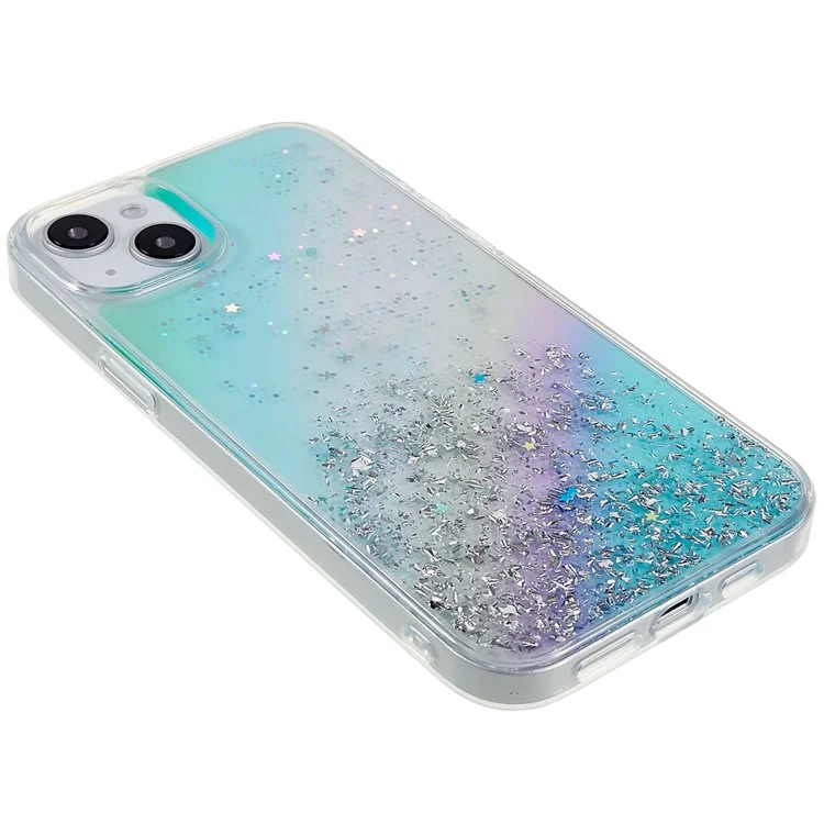 Funda para iPhone 15 de la serie DFANS Starlight Shining, con cubierta de teléfono de estilo brillante de PC+TPU - Azul