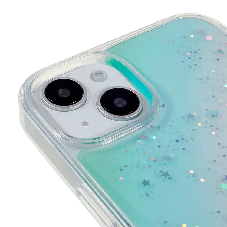 Funda para iPhone 15 de la serie DFANS Starlight Shining, con cubierta de teléfono de estilo brillante de PC+TPU - Azul