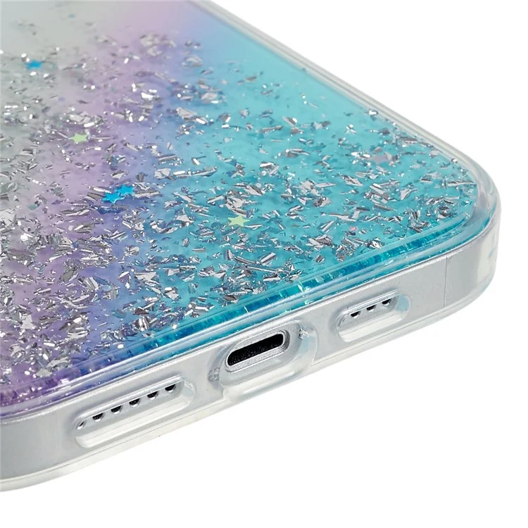 Funda para iPhone 15 de la serie DFANS Starlight Shining, con cubierta de teléfono de estilo brillante de PC+TPU - Azul