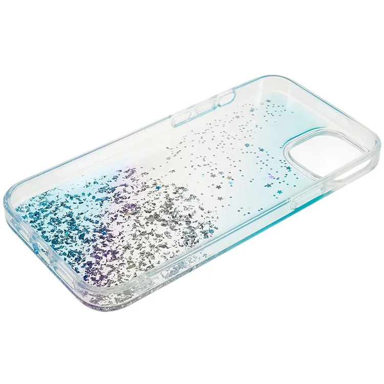 Funda para iPhone 15 de la serie DFANS Starlight Shining, con cubierta de teléfono de estilo brillante de PC+TPU - Azul