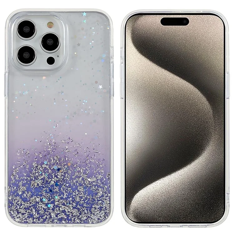 Étui pour iPhone 15 Pro Max de la série Starlight Shining de DFANS - Couverture de téléphone en PC+TPU antichoc - Violet