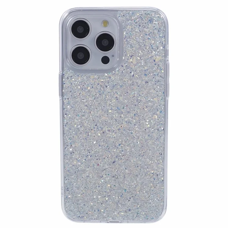DFANS Pour iPhone 15 Pro Étuis de Téléphone Portable Résistants aux Chocs avec Paillettes PC+TPU - Argent