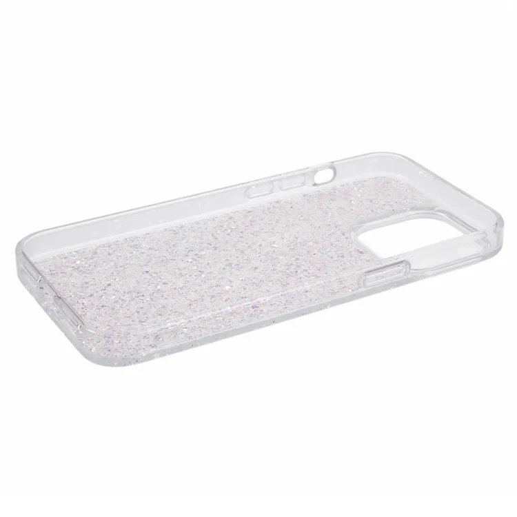 DFANS Pour iPhone 15 Pro Étuis de Téléphone Portable Résistants aux Chocs avec Paillettes PC+TPU - Argent