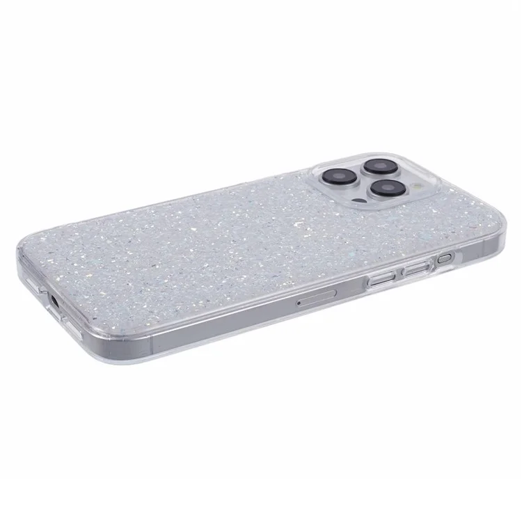 DFANS Pour iPhone 15 Pro Étuis de Téléphone Portable Résistants aux Chocs avec Paillettes PC+TPU - Argent