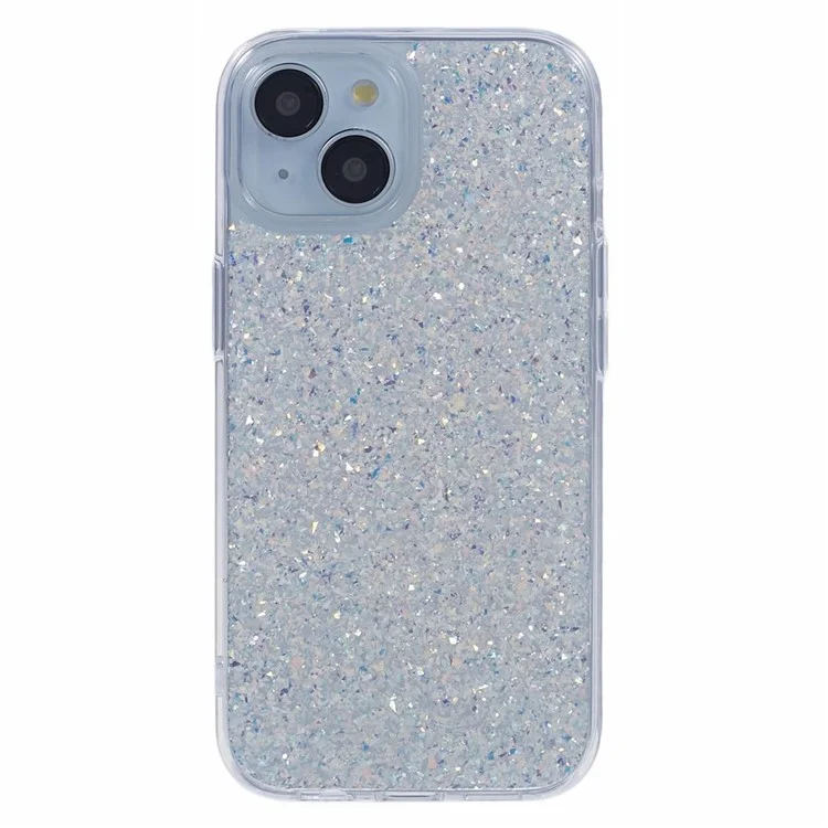 DFANS Pour le boîtier iPhone 15 Slim-Fit Glitter PC+TPU Phone Back Protector - Argent