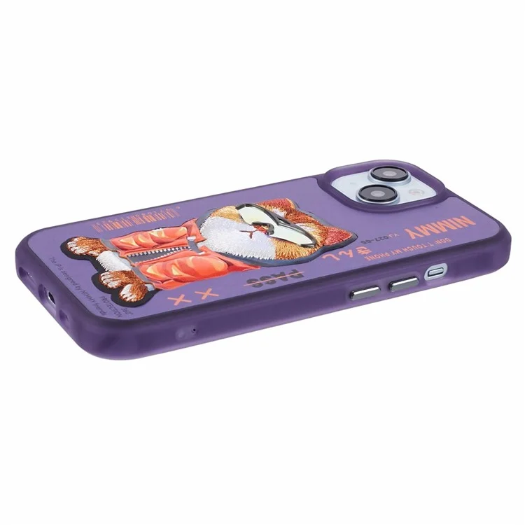 NIMMY Für iPhone 15 Stickerei Hülle PU Leder+TPU+PC Telefon Schutzhülle - Blau