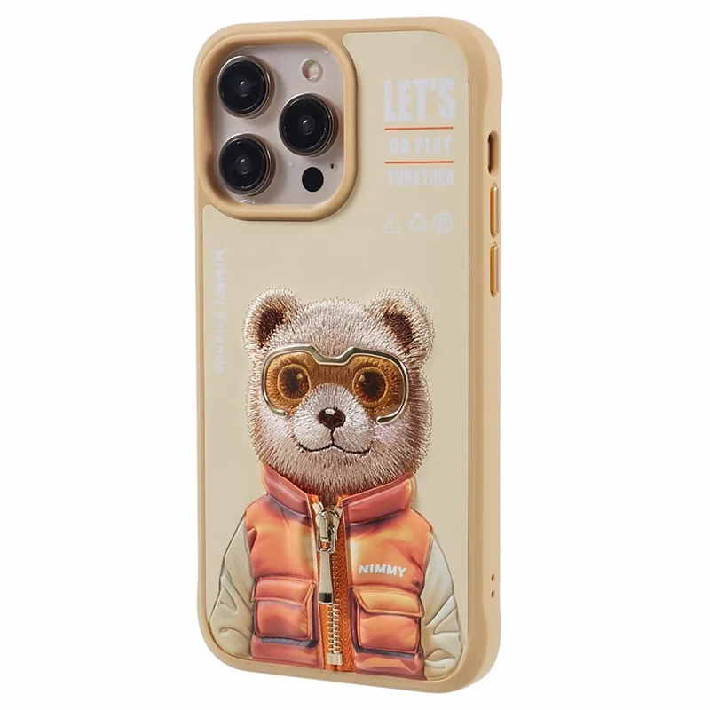 NIMMY Glasses Pet Series Gen 2 for iPhone 14 Pro Max Case Leather Coated PC+TPU Phone Cover - Bear
