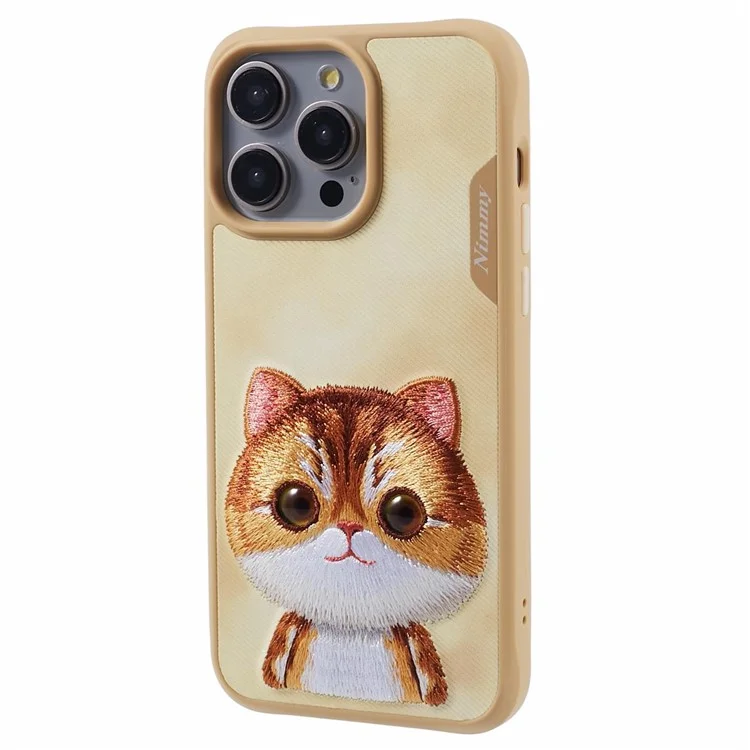 NIMMY Big Eyes Pet Series para iPhone 15 Pro Cell Phone Case Cartoon Embroidery Cover - Golden British Shorthair