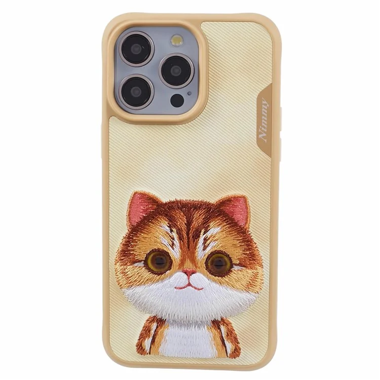 NIMMY Big Eyes Pet Series para iPhone 15 Pro Cell Phone Case Cartoon Embroidery Cover - Golden British Shorthair