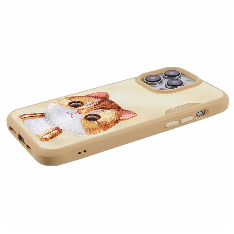NIMMY Big Eyes Pet Series para iPhone 15 Pro Cell Phone Case Cartoon Embroidery Cover - Golden British Shorthair