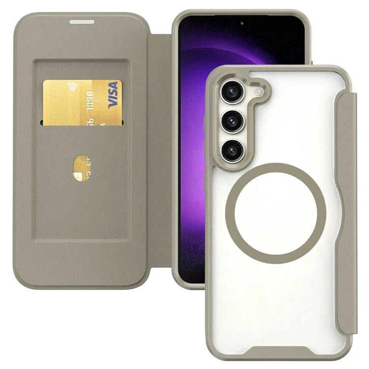 Funda para Samsung Galaxy S23 Compatible con MagSafe RFID Blocking Phone Shell con ranura para tarjeta - Khaki