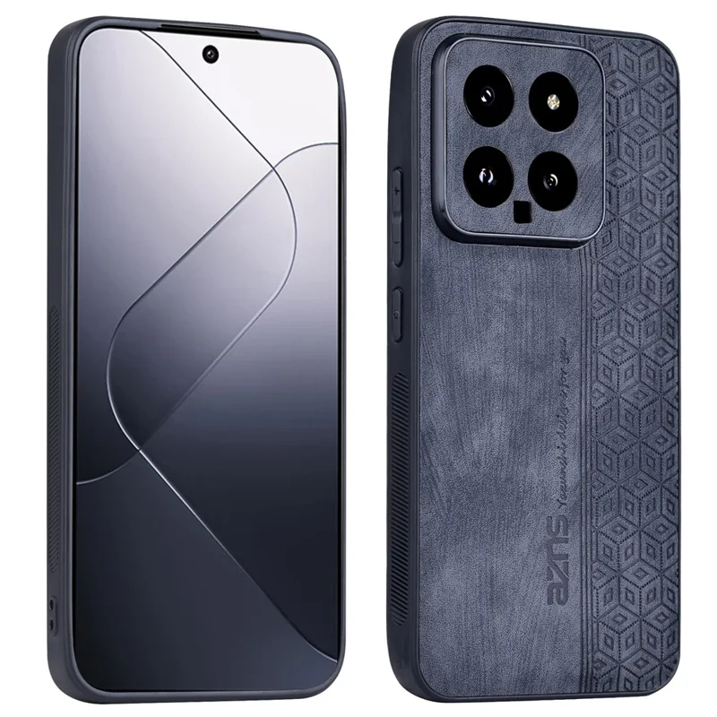 AZNS For Xiaomi 14 Case Imprinted PU Leather Coated TPU Phone Back Cover - Black
