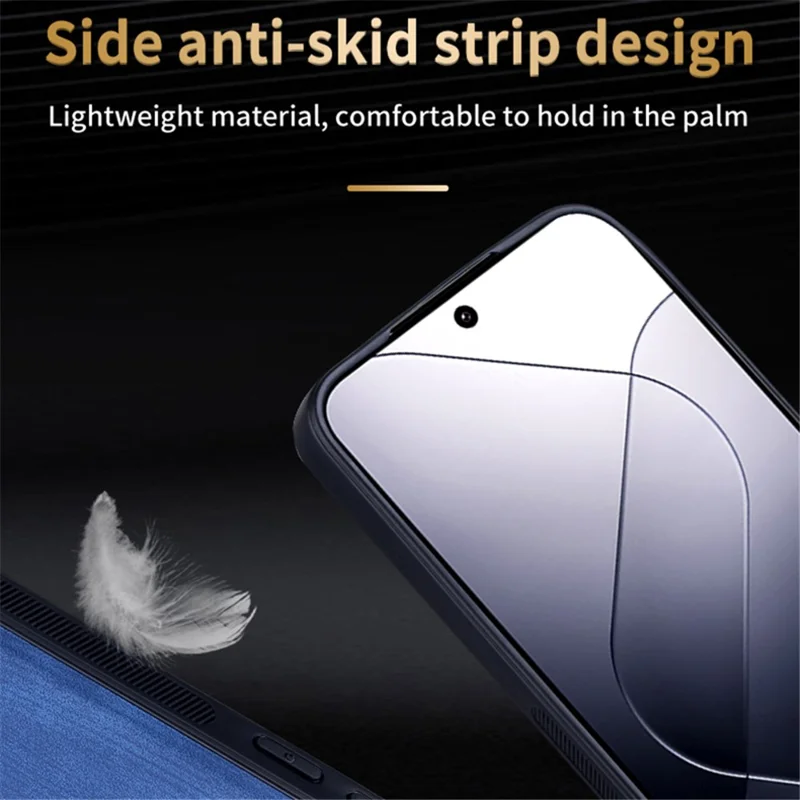 AZNS For Xiaomi 14 Case Imprinted PU Leather Coated TPU Phone Back Cover - Black