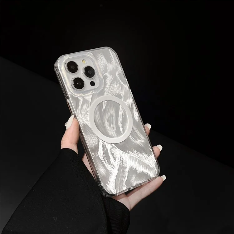 XUNDD Pour iPhone 15 Pro Max Étui Magnétique Coque TPU+Acrylique IMD Couverture de Téléphone Compatible avec MagSafe - Blanc