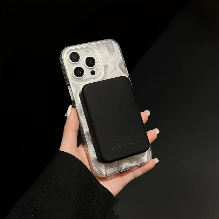 XUNDD Pour iPhone 15 Pro Max Étui Magnétique Coque TPU+Acrylique IMD Couverture de Téléphone Compatible avec MagSafe - Blanc