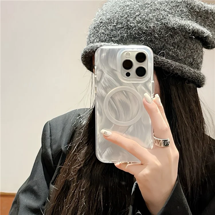 XUNDD For iPhone 14 Pro Case Compatible with MagSafe TPU+Acrylic Shell Pattern IMD Phone Cover - White