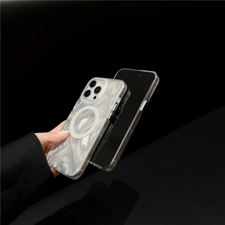 XUNDD For iPhone 14 Pro Case Compatible with MagSafe TPU+Acrylic Shell Pattern IMD Phone Cover - White