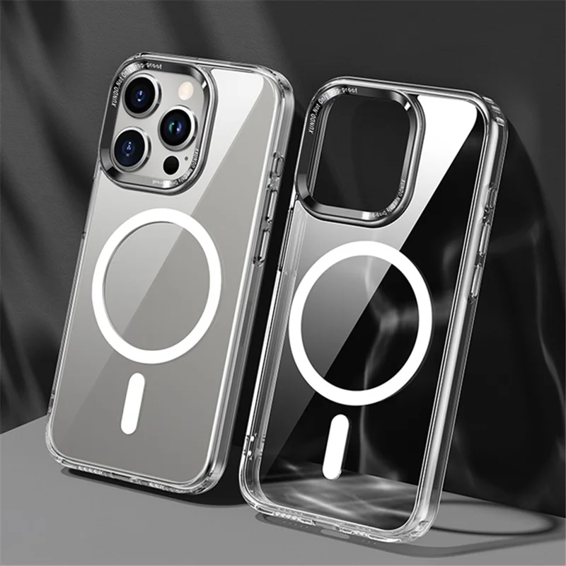 XUNDD Wisely Series For iPhone 15 Pro Magnetic Case PC+TPU Clear Phone Cover Compatible with MagSafe - Transparent