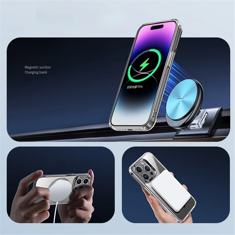 XUNDD Wisely Series For iPhone 15 Pro Magnetic Case PC+TPU Clear Phone Cover Compatible with MagSafe - Transparent