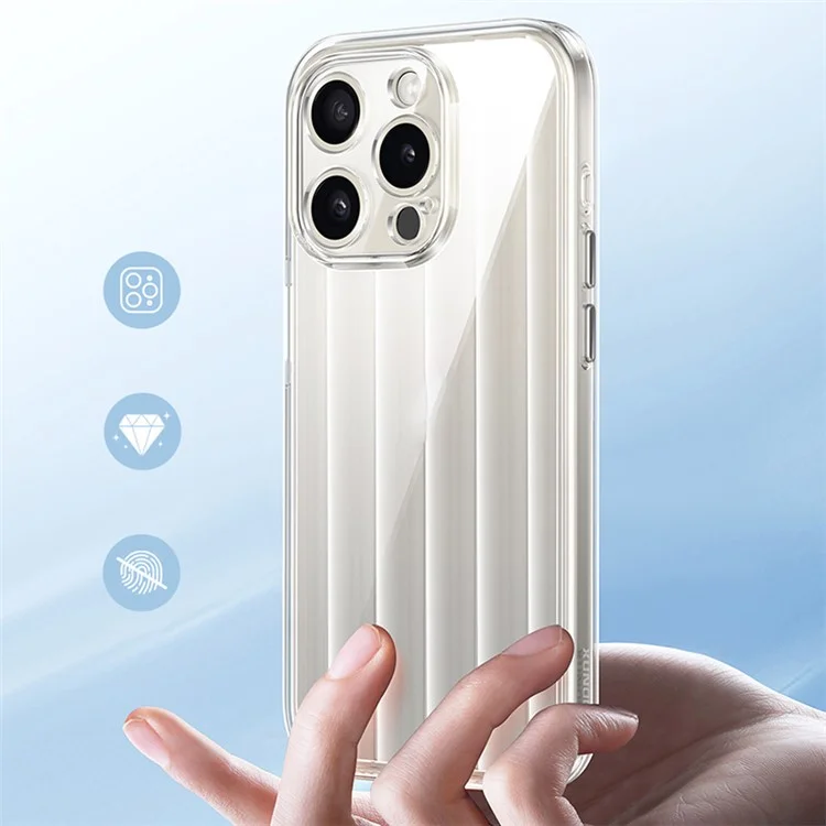 XUNDD Greya Series For iPhone 15 Pro Max Cell Phone Case Stripe Design PC+TPU Clear Cover - Transparente