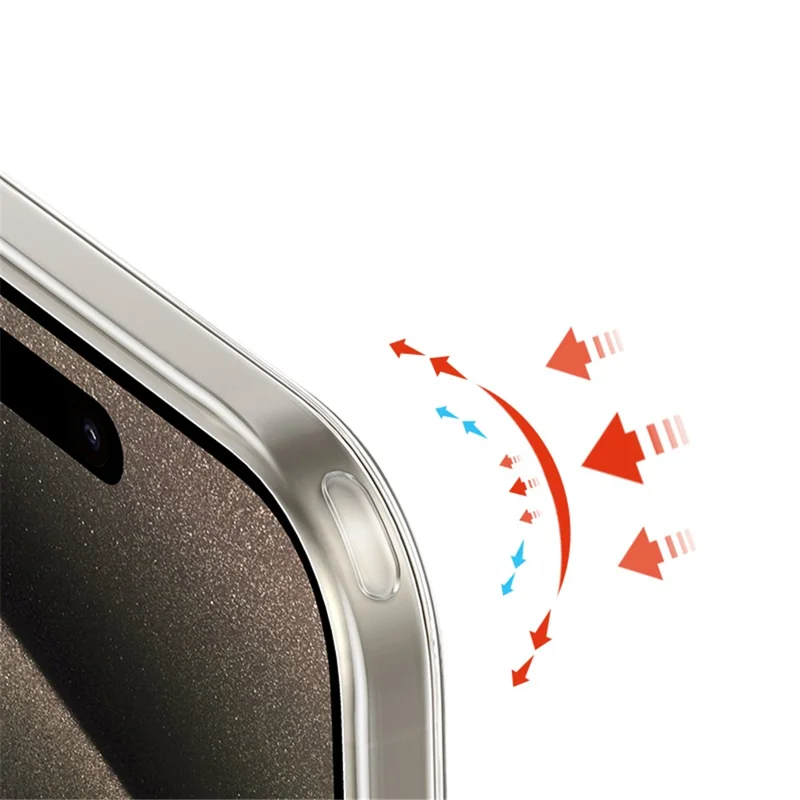 XUNDD Greya Series For iPhone 15 Plus Cell Phone Case PC+TPU Stripe Design Anti-drop Cover - Transparent
