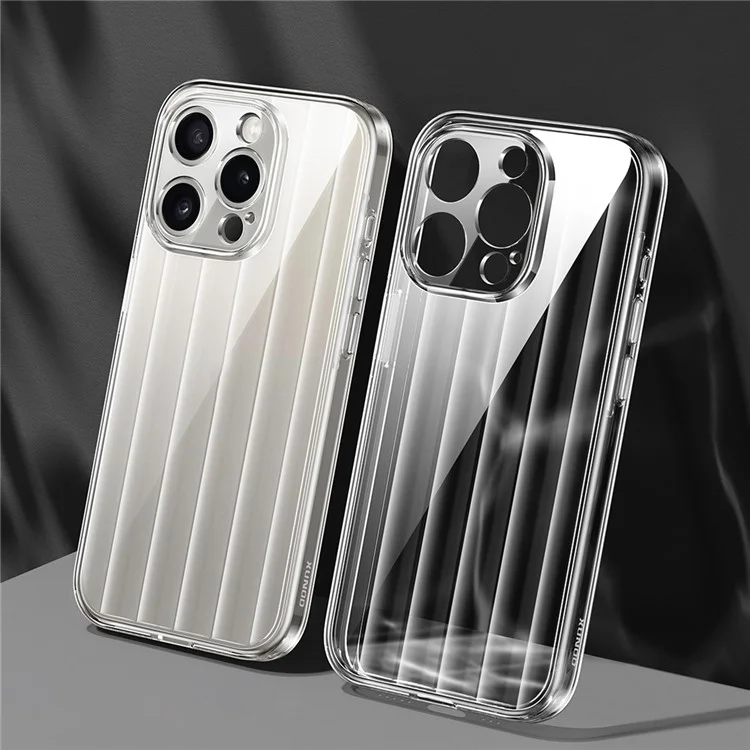 XUNDD Greya Series For iPhone 15 Pro Cell Phone Case Vertical Stripes PC+TPU Clear Cover - Transparent