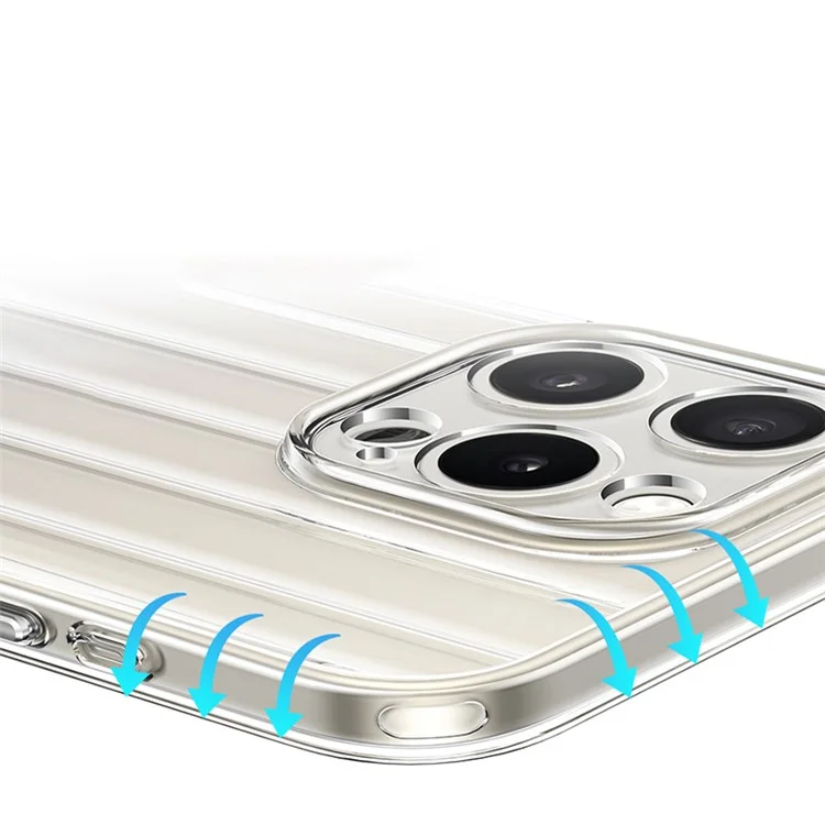 XUNDD Greya Series For iPhone 15 Pro Cell Phone Case Vertical Stripes PC+TPU Clear Cover - Transparent