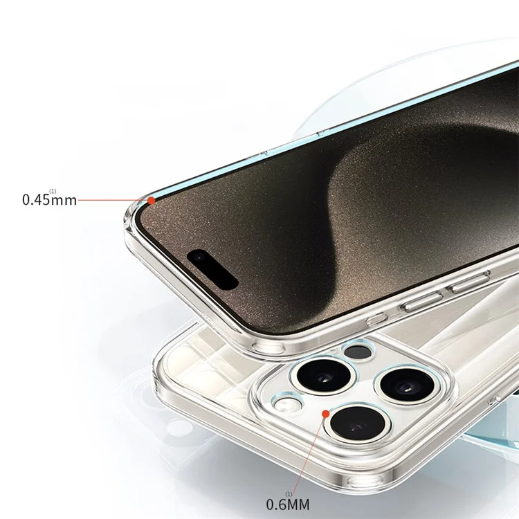 XUNDD Greya Series For iPhone 15 Pro Cell Phone Case Vertical Stripes PC+TPU Clear Cover - Transparent